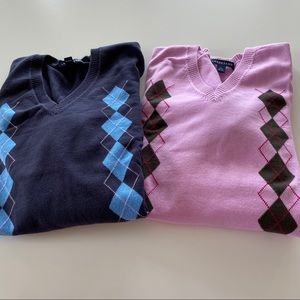 Lands End Lot of Two Argyle Cotton Sweaters
